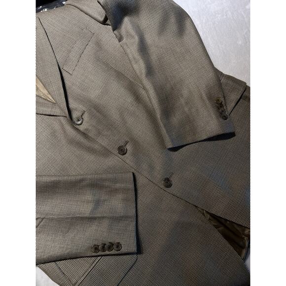 Joseph Abboud Mens 44L Golden Tan Blue Birdseye Silk Wool Blazer Sport Jacket - Picture 5 of 15